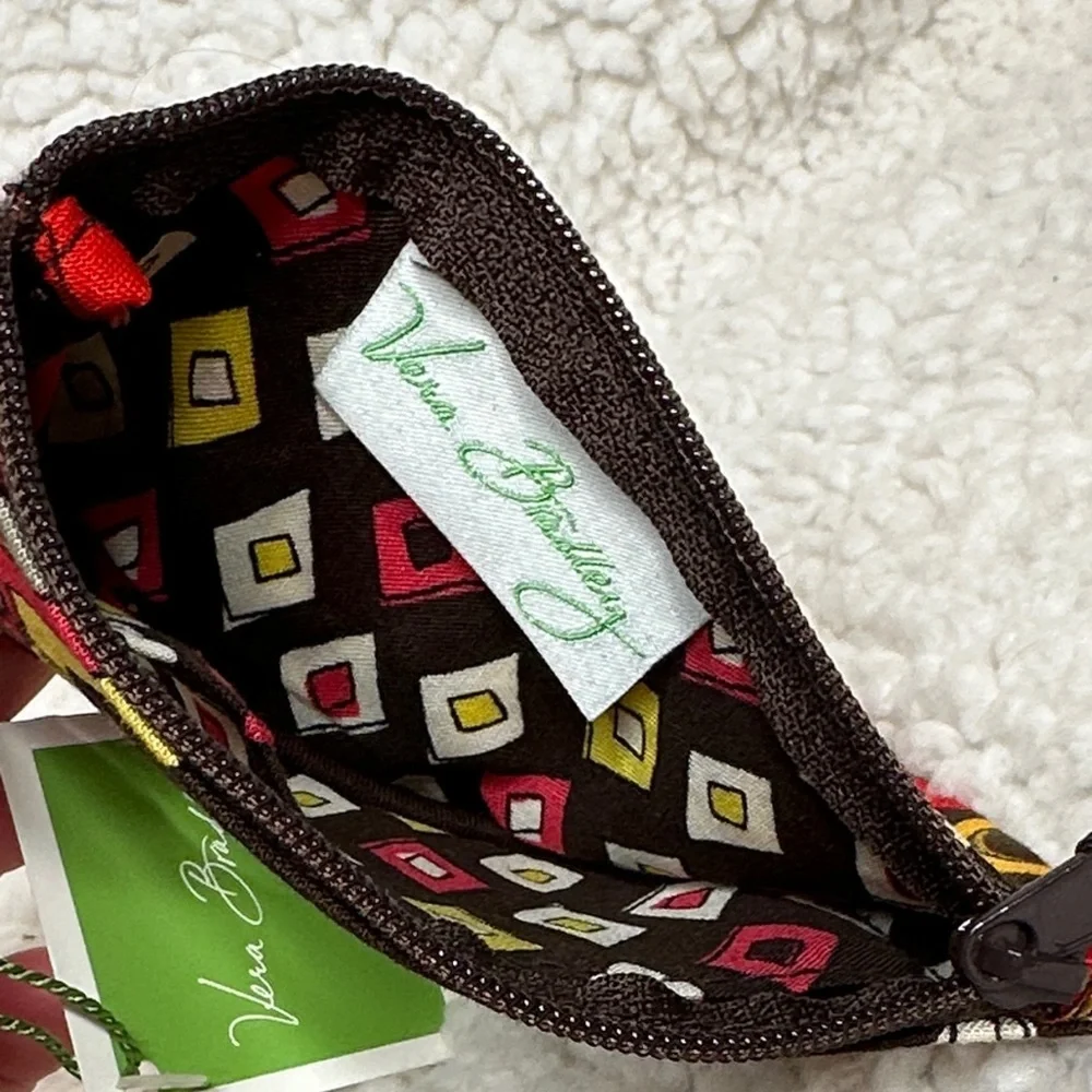 Vera Bradley Puccini Zip ID Case Brown Red Yellow White Retired Designer NWT